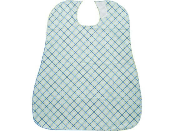 介援隊 食事用エプロン 格子ブルー 1枚（ご注文単位1枚）【直送品】