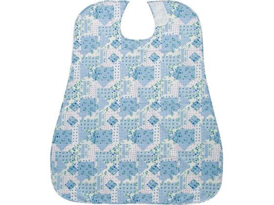 介援隊 食事用エプロン パッチワークブルー 1枚（ご注文単位1枚）【直送品】