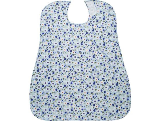 介援隊 食事用エプロン 花柄ブルー 1枚（ご注文単位1枚）【直送品】
