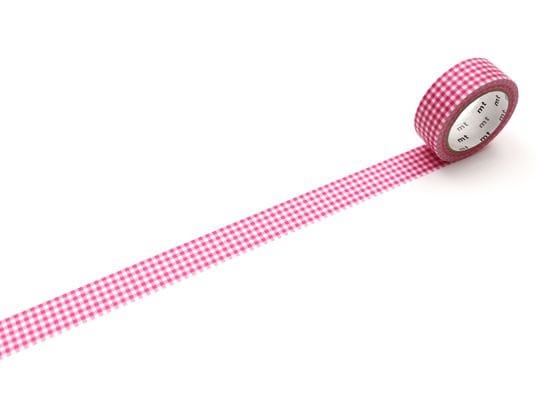 カモ井 mt 1P 細かいギンガムチェック・ピンク 15mm×7m MT01D564 1巻（ご注文単位1巻）【直送品】