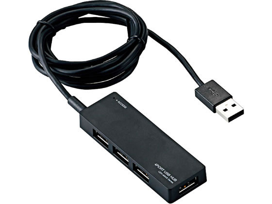エレコム USBHUB2.0 ACアダプタ付 4ポート ブラック U2H-AN4SBK 1個（ご注文単位1個）【直送品】