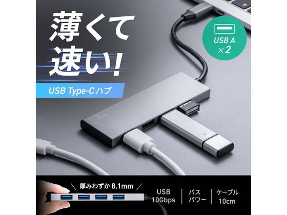 サンワサプライ USB 10Gbps Type-C ハブ USB-10TC13SV 1個(ご注文単位1個)【直送品】