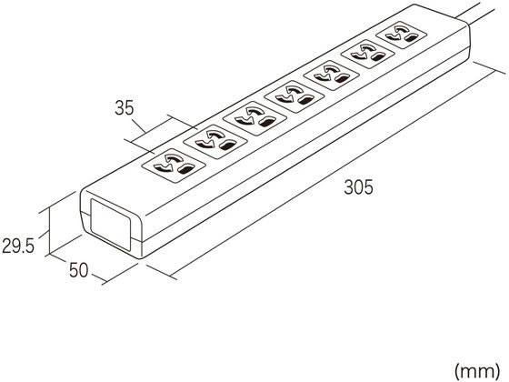 サンワサプライ 抜け止めシャッタータップ 3P 7個口3m TAP-F37SH-3R 1個（ご注文単位1個）【直送品】