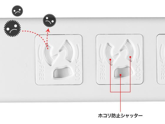 サンワサプライ 抜け止めシャッタータップ 3P 7個口3m TAP-F37SH-3R 1個（ご注文単位1個）【直送品】