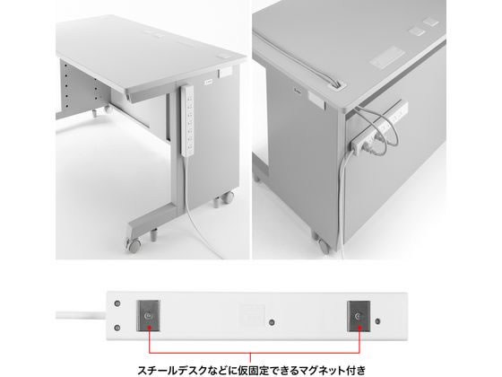 サンワサプライ 抜け止めシャッタータップ 3P 7個口3m TAP-F37SH-3R 1個（ご注文単位1個）【直送品】