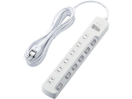 エレコム スイッチ付 雷ガードタップ 6個口 5m 白 T-K8A-2650WH 1個（ご注文単位1個）【直送品】