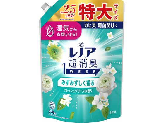 P&G レノア超消臭1week フレッシュグリーン 詰替 特大 770mL 1個(ご注文単位1個)【直送品】