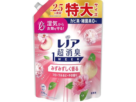 P&G レノア超消臭1week フローラル&ピーチ 詰替 特大 770mL 1個(ご注文単位1個)【直送品】