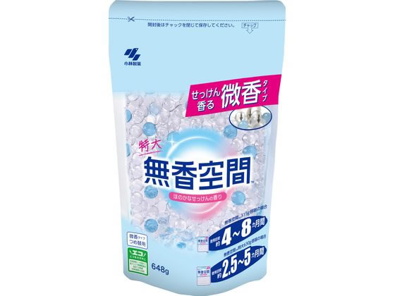 小林製薬 無香空間 せっけん 特大 つめ替用 648g 1個(ご注文単位1個)【直送品】