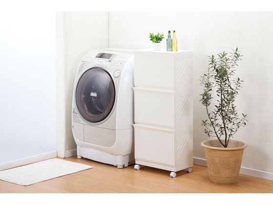 平和工業 ランドリーボックスClevan323 3段 アイボリー 1個(ご注文単位1個)【直送品】