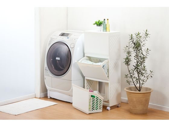 平和工業 ランドリーボックスClevan323 3段 アイボリー 1個(ご注文単位1個)【直送品】