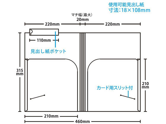 ハピラ カルテホルダーWポケット A4ヨコ クリアー 50枚×2セット KHW50 1箱(ご注文単位1箱)【直送品】