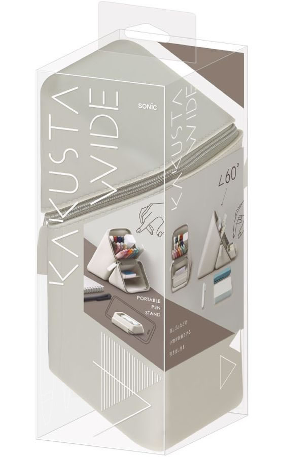 ソニック カクスタ ポータブルペン立て ワイド 引き出し付 グレージュ 1個(ご注文単位1個)【直送品】