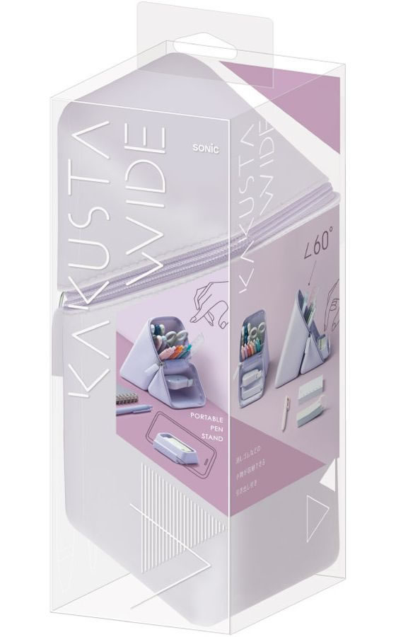 ソニック カクスタ ポータブルペン立て ワイド 引き出し付 バイオレット 1個(ご注文単位1個)【直送品】