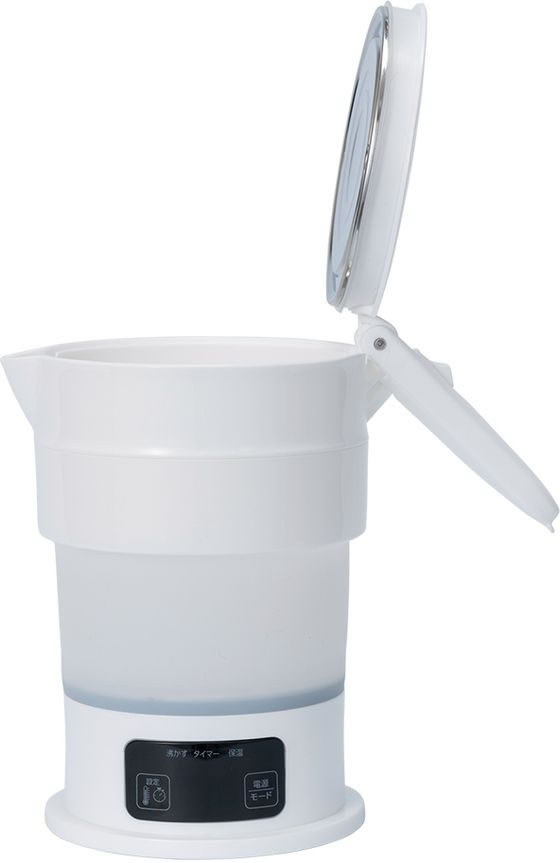 ナカバヤシ コンパクトに折りたためる電気ケトル 白 MBE-TK04／WH 1個（ご注文単位1個）【直送品】