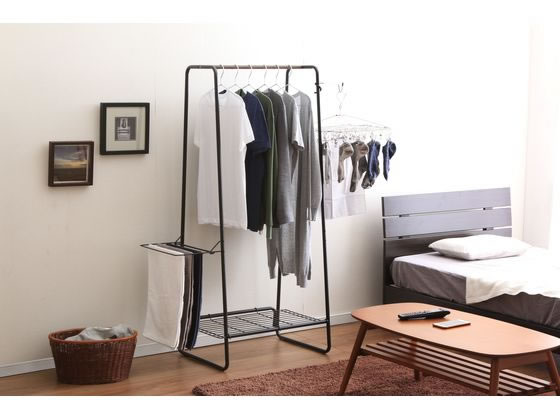 アイリスオーヤマ スタイル物干し ブラック×ブラウン HKM-640 1台(ご注文単位1台)【直送品】