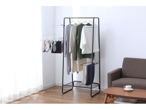 アイリスオーヤマ スタイル物干し ブラック×ブラウン HKM-640 1台(ご注文単位1台)【直送品】