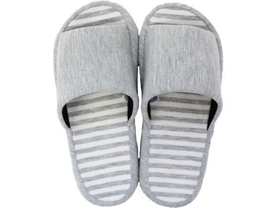 ストロング スリッパ コンフォート ボーダー グレー Lサイズ 10-9-466-09 1足（ご注文単位1足）【直送品】
