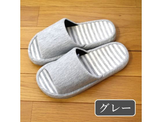 ストロング スリッパ コンフォート ボーダー グレー Lサイズ 10-9-466-09 1足(ご注文単位1足)【直送品】
