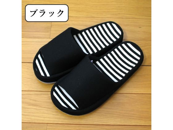 ストロング スリッパ コンフォート ボーダー ブラック Mサイズ 10-9-423-08 1足(ご注文単位1足)【直送品】