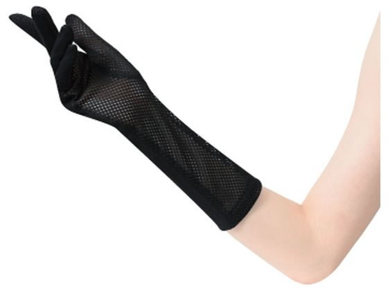 おたふく手袋 メッシュセミロング手袋 ブラック 1組（ご注文単位1組）【直送品】