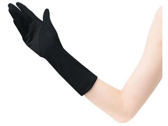 おたふく手袋 スベリ止付 セミロング手袋 ブラック 1組（ご注文単位1組）【直送品】
