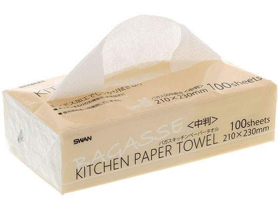スワン バガスキッチンペーパータオル 中判 100枚入 004722008 1パック（ご注文単位1パック）【直送品】