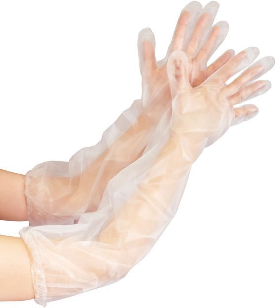 オオサキメディカル 介護用手袋ロング 粉なし 透明 フリーサイズ 30枚 1箱（ご注文単位1箱）【直送品】