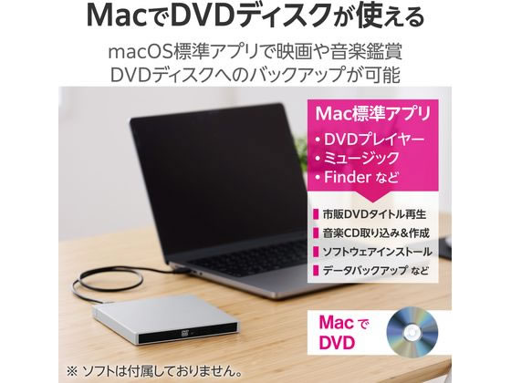 ロジテック 外付DVDドライブ USB 3.2 シルバー LDR-PWA8CU3MSV 1個(ご注文単位1個)【直送品】
