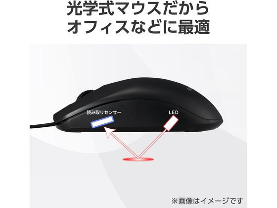 エレコム 有線マウス Type-C接続 シンプル ブラック M-LE10URCBK 1個（ご注文単位1個）【直送品】