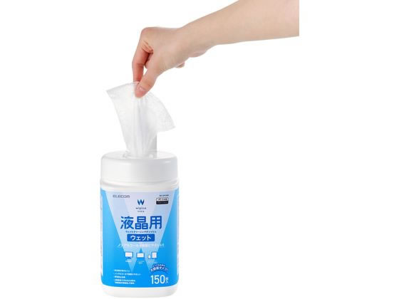 エレコム 液晶クリーナー ノンアルコール 150枚 ボトル WC-DP150B 1個（ご注文単位1個）【直送品】