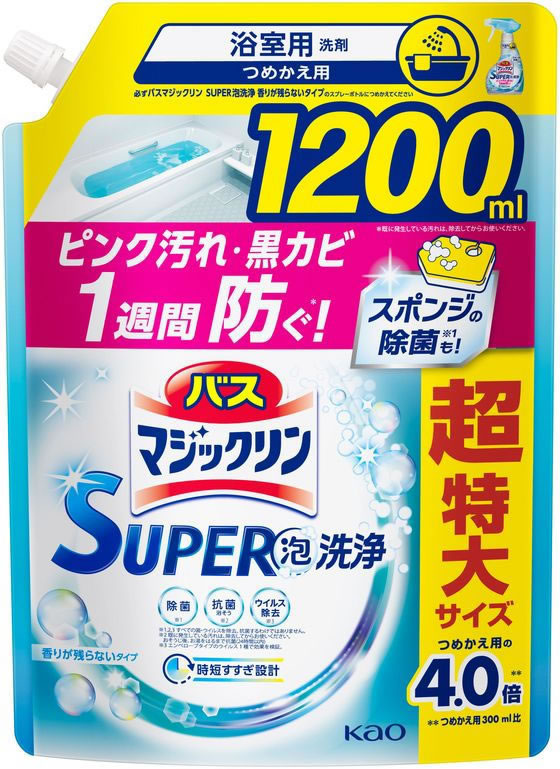 KAO バスマジックリンSUPERCLEAN 香りが残らない 替1200mL6P 1箱（ご注文単位1箱）【直送品】