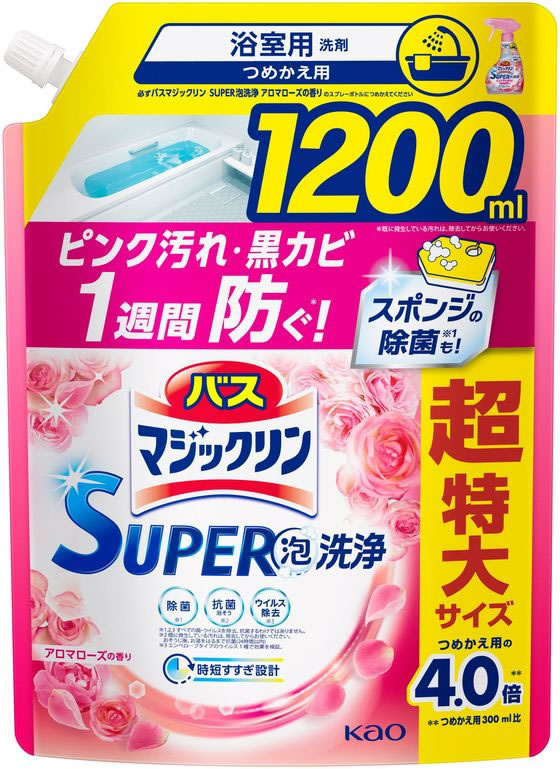 KAO バスマジックリンSUPERCLEAN アロマローズ 詰替 1200mL 6個 1箱(ご注文単位1箱)【直送品】