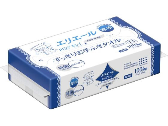 エリエール Plus+キレイ すっきりお手ふきタオル 100枚 1パック（ご注文単位1パック）【直送品】