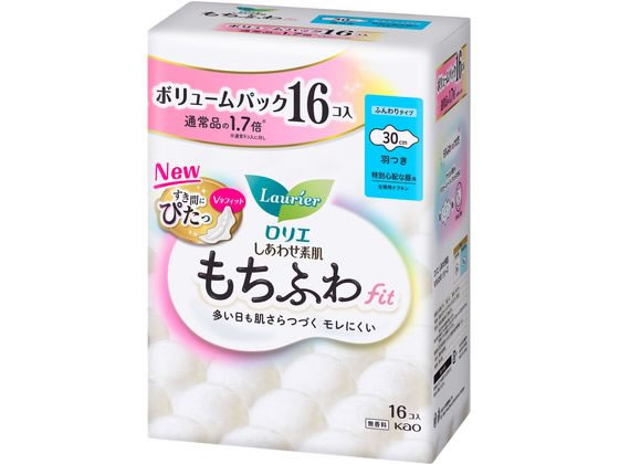 KAO ロリエ しあわせ素肌 もちふわ 昼用30cm 羽付 16個 1個(ご注文単位1個)【直送品】