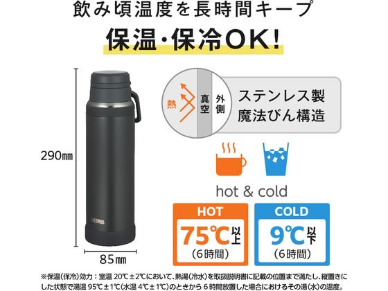 サーモス 真空断熱ケータイマグ 1L チャコール JOY-1000CHL 1個（ご注文単位1個）【直送品】