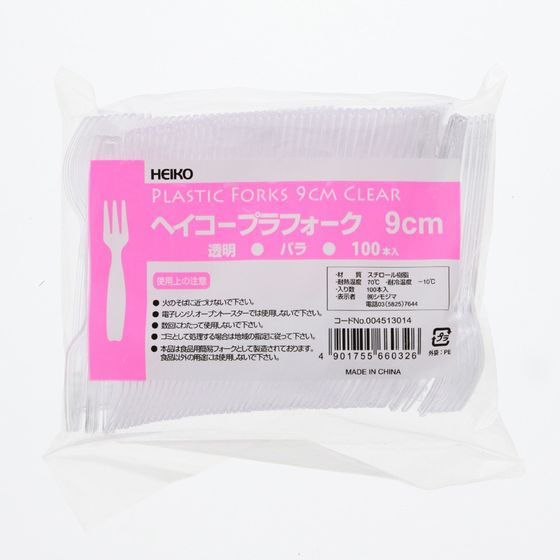 シモジマ ヘイコープラフォーク 9cm 透明 バラ 100本 4513014 1パック(ご注文単位1パック)【直送品】