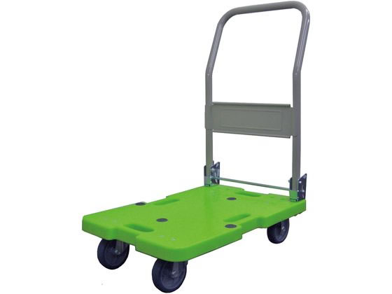 ナンシン 樹脂軽量台車 ハンドル折畳 120kg荷重 緑 LSK-211G 1個（ご注文単位1個）【直送品】
