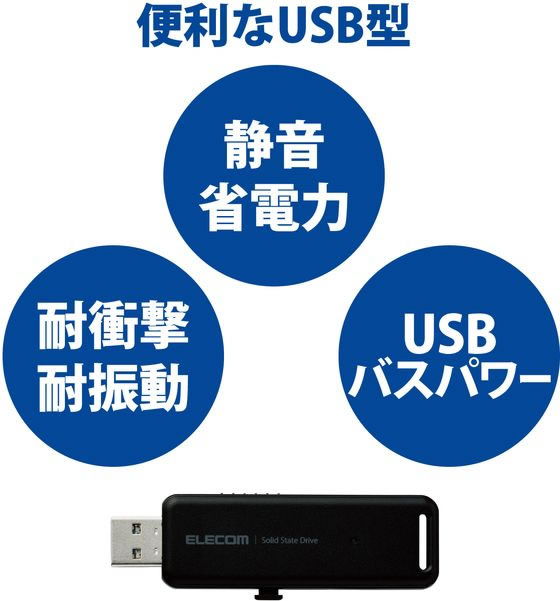 エレコム 外付けSSD 1TB USB3.2 ブラック ESD-EMB1000GBK 1個(ご注文単位1個)【直送品】