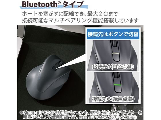 エレコム 無線マウス EX-G Bluetooth 5ボタン Lサイズ ブラック 1個（ご注文単位1個）【直送品】