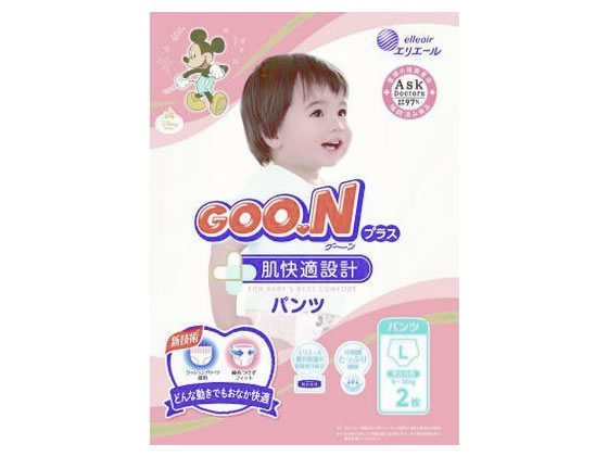 大王製紙 グーンプラス 肌快適設計 パンツ Lサイズ 2枚入 1パック(ご注文単位1パック)【直送品】