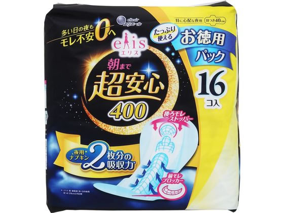 大王製紙 エリス 朝まで超安心400 特に心配な夜 羽付16個 1パック（ご注文単位1パック）【直送品】
