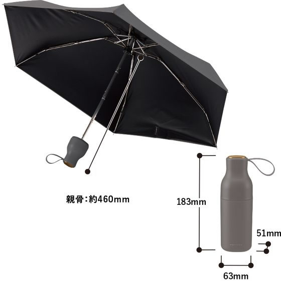 トレードワークス コンパクトボトル 遮光アンブレラ UPF50+ ネイビー 1本(ご注文単位1本)【直送品】