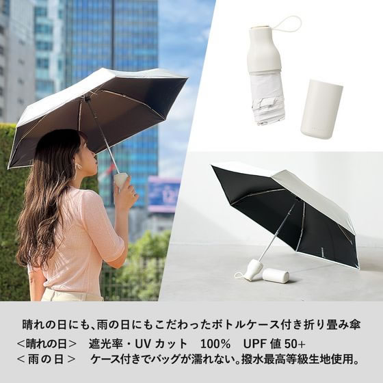 トレードワークス コンパクトボトル 遮光アンブレラ UPF50+ オフホワイト 1本(ご注文単位1本)【直送品】