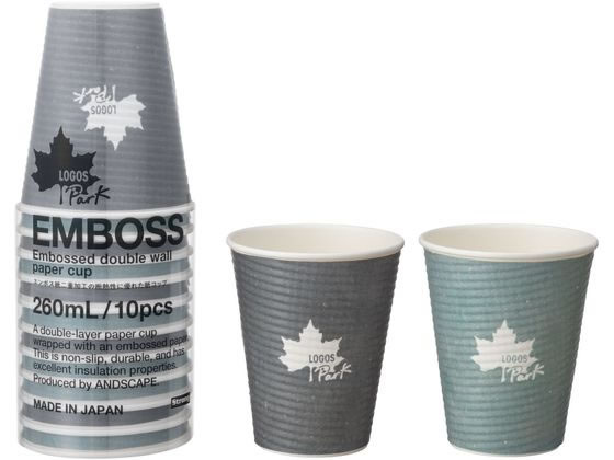 サンナップ ストロングカップエンボス ロゴスパーク 260mL 10個 1パック（ご注文単位1パック）【直送品】