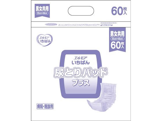 カミ商事 エルモアいちばん 尿とりパッドプラス 60枚 1パック(ご注文単位1パック)【直送品】