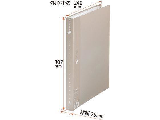 プラス クリアーファイル A4タテ 40ポケット グレー 88430 FC-124EL 1冊（ご注文単位1冊）【直送品】