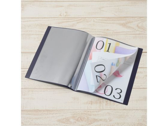 プラス クリアーファイル A4タテ 10ポケット ネイビー 88411 FC-121EL 1冊(ご注文単位1冊)【直送品】