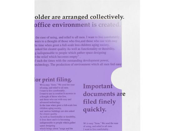 プラス クリアーホルダー高透明 A4 10枚 パープル 80165 FL-184HO 1パック(ご注文単位1パック)【直送品】