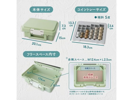 カール事務器 手提金庫 ポータブルキャッシュケース ライトグリーン 1個(ご注文単位1個)【直送品】